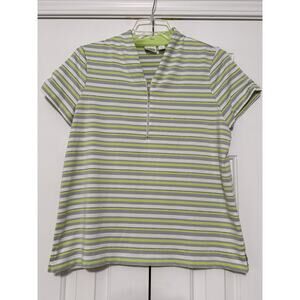 Zenergy Golf by Chico's Striped Short-Sleeved Shirt, Size 2